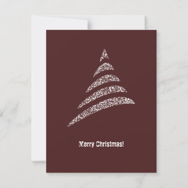 Warm White Corporate Christmas Tree QR code Holiday Card (Front)