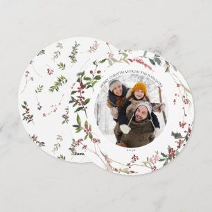 Warm Winter Berry Wreath Photo Holiday Card