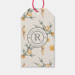 Warm Winter Charm: Chic Watercolor Monogrammed Gift Tags