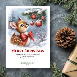 Warm Winter Fawn Watercolor Christmas Printable Holiday Card