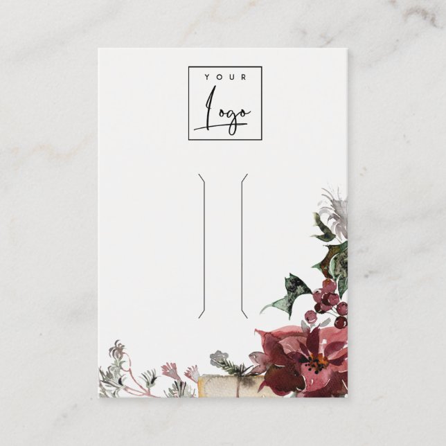 Warm Winter Festive Foliage Bow Hair Clip Display  Business Card (Front)