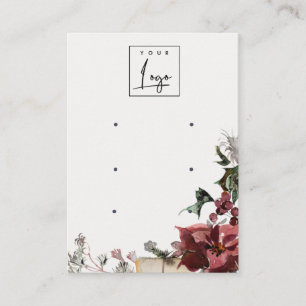 Warm Winter Festive Foliage Logo 3 Earring Display Business Card