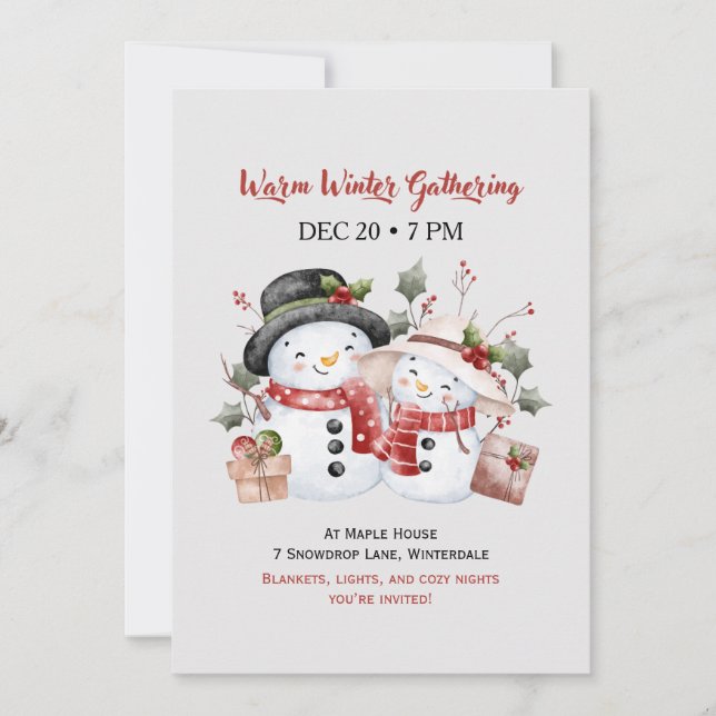 Warm Winter Gathering – Winterful Party Invitation (Front)