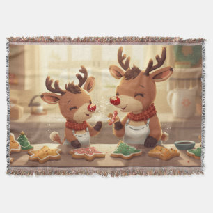 “Warm Winter Reindeer Snuggle Blanket” Throw Blanket