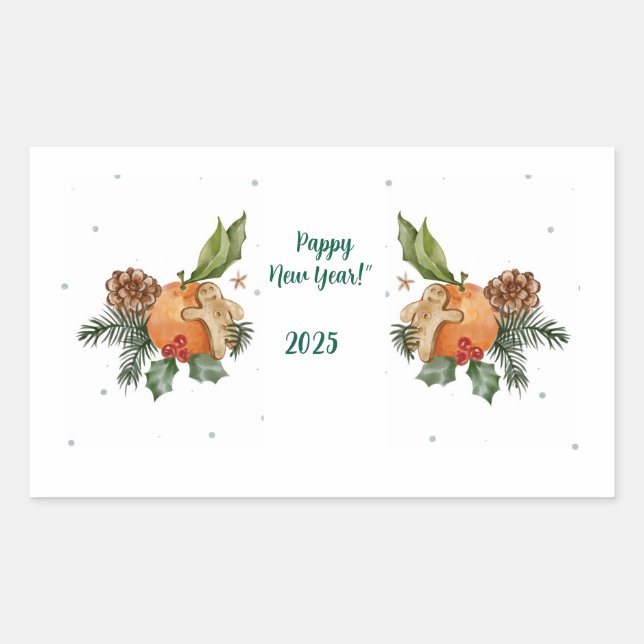 “Warm Winter Watercolor: Citrus & Cookies” Rectangular Sticker (Front)