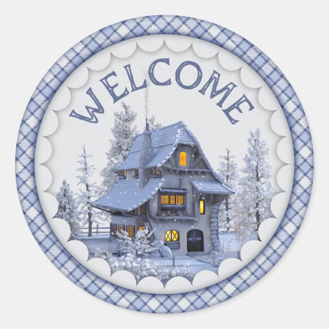 Warm Winter Welcome Classic Round Sticker (Front)