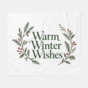 Warm Winter Wishes Christmas Berry Branches Fleece Blanket