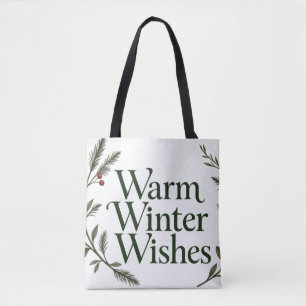 Warm Winter Wishes Christmas Berry Branches Tote Bag