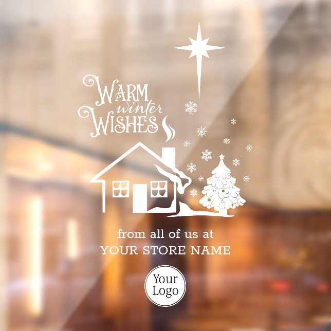 Warm Winter Wishes Christmas Logo Store Window Cling (Sheet 2)
