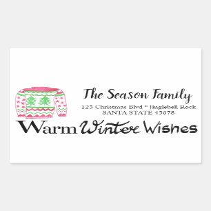 Warm Winter Wishes Christmas Sweater address Rectangular Sticker