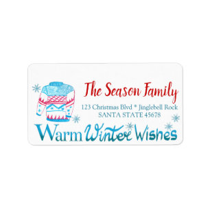 Warm Winter Wishes Christmas Sweater Label