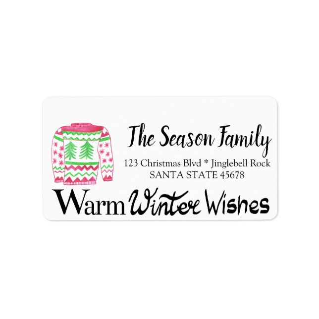 Warm Winter Wishes Christmas Sweater Label (Front)