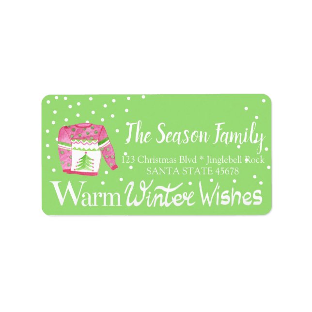Warm Winter Wishes Christmas Sweater Label (Front)