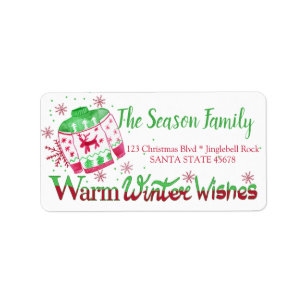 Warm Winter Wishes Christmas Sweater Label