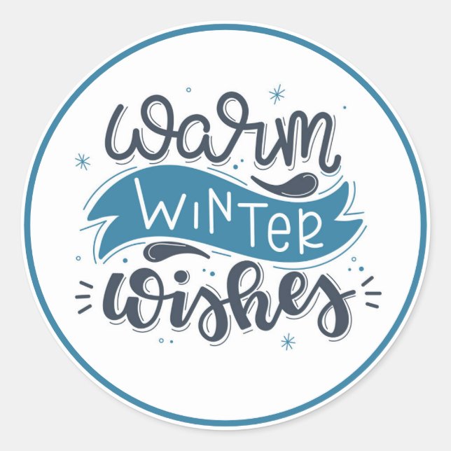Warm Winter Wishes Classic Round Sticker (Front)