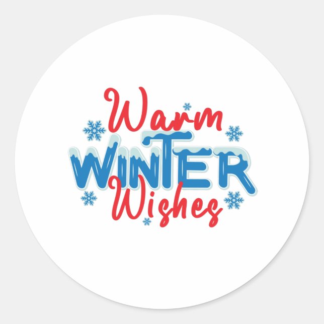 Warm winter wishes classic round sticker (Front)