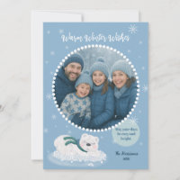 Warm Winter Wishes Cute Blue Sleeping Polar Bear