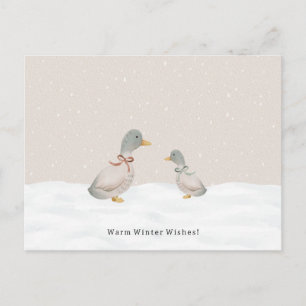 Warm Winter Wishes Cute Ducks In The Snow Card