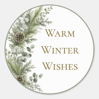 Warm Winter Wishes Envelope Seal Botanical Sticker