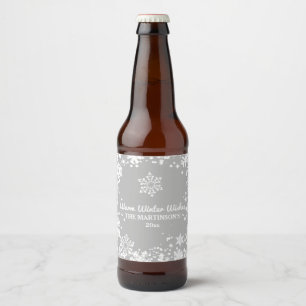 Warm, Winter, Wishes, Holiday Beer Bottle Label