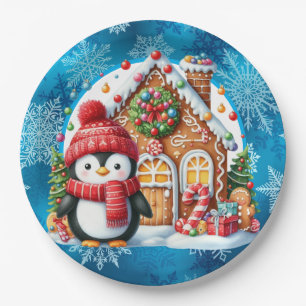 Warm Winter Wishes Penguin  Paper Plate