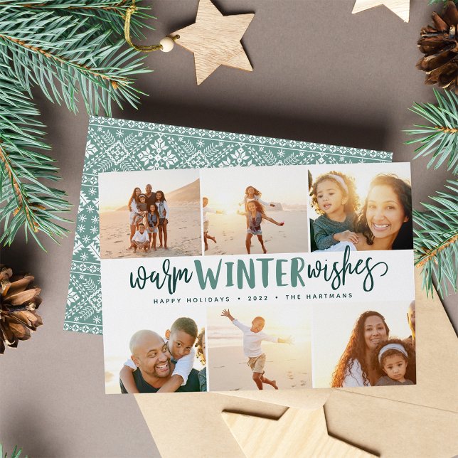 Warm Winter Wishes | Photo Collage Holiday Card (Creator Uploaded)