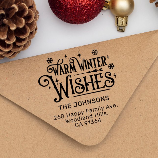 Warm Winter Wishes return address Rubber Stamp (Creator Uploaded)