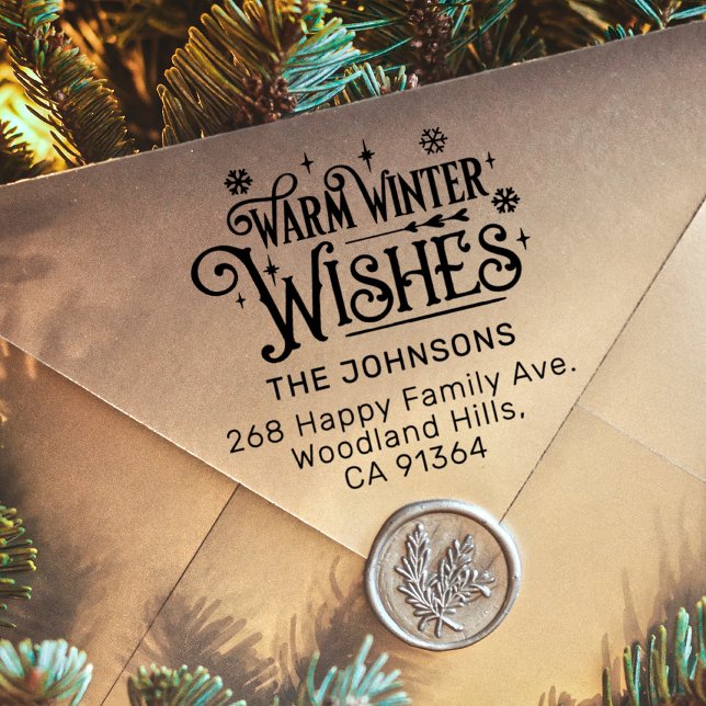 Warm Winter Wishes return address Self-inking Stamp (Creator Uploaded)