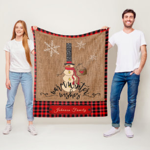 Warm Winter Wishes - Snowman Fleece Blanket