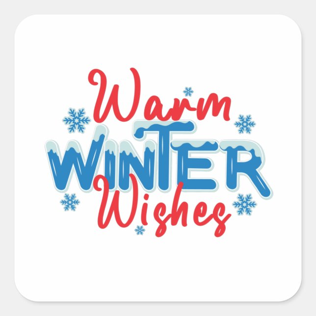 Warm winter wishes square sticker (Front)