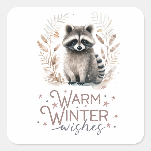 Warm Winter Wishes  Square Sticker (Front)
