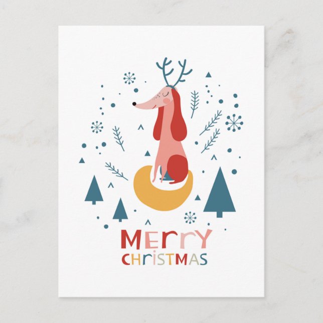  Warm wish Cute Dog Postcard in Christmas (Front)