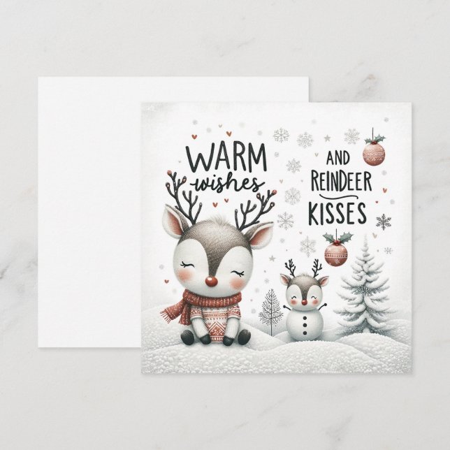 Warm wishes and reindeer kisses greeting card (Front/Back)