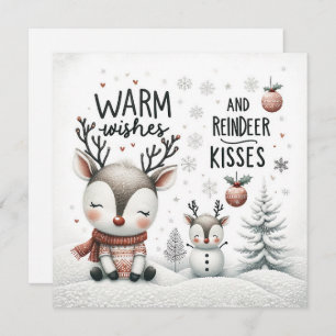 Warm wishes and reindeer kisses greeting card