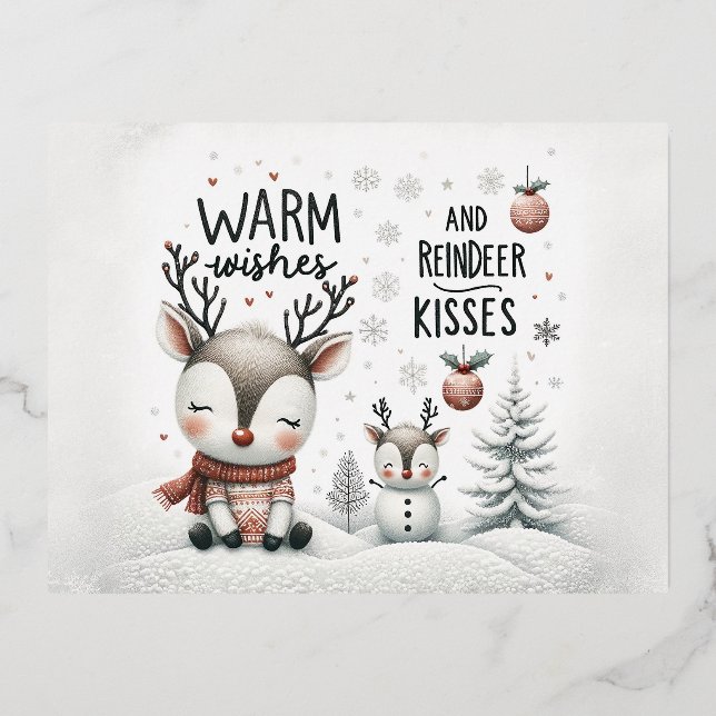 Warm wishes and reindeer kisses postcard (Front)
