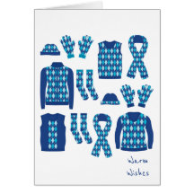 Warm Wishes Argyle Pattern Items Card - Blue