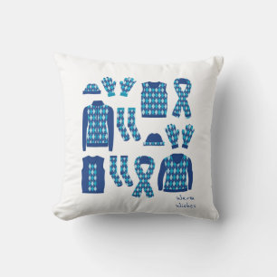 Warm Wishes Argyle Pattern Items Pillow - Blue