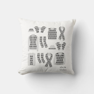 Warm Wishes Argyle Pattern Items Pillow - Grey