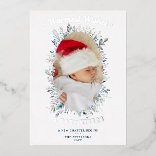 Warm Wishes Baby Kisses Holiday Photo Announcement