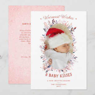Warm Wishes Baby Kisses Holidays Pink Announcement