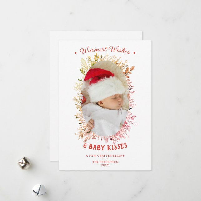 Warm Wishes Baby Kisses Holidays Red Announcement (Front/Back In Situ)