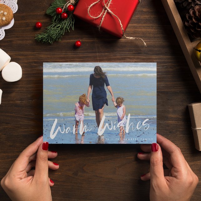 Warm Wishes Beach Family Photo Christmas Card (Warm Wishes Beach Family Photo Christmas Card)