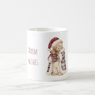 Warm Wishes Bear Red Santa Hat  Coffee Mug