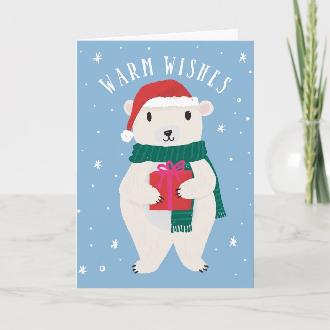 Warm Wishes Beary Merry Christmas Greeting Card (Front)