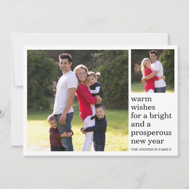 Warm Wishes Bright Prosperous Happy New Year Photo Holiday Card (Front)