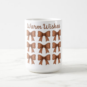 Warm Wishes Brown Bows Coquette Cottagecore Gift Coffee Mug