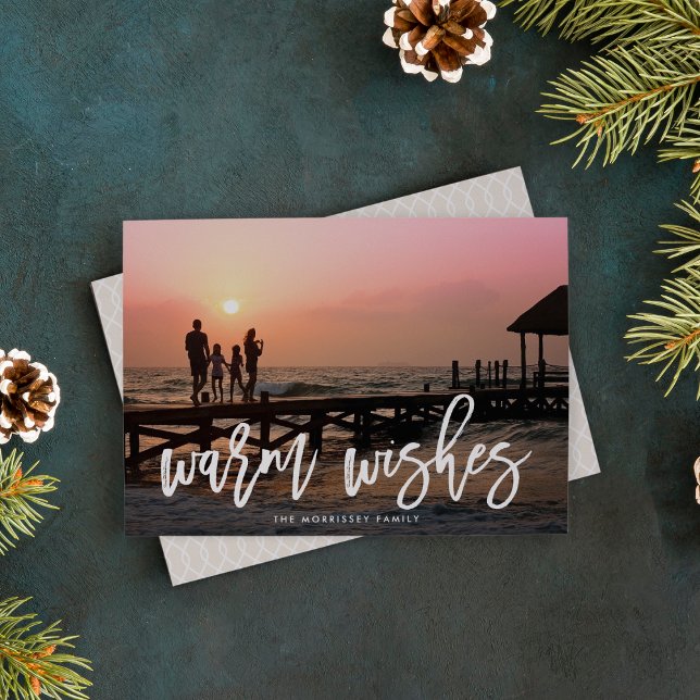 Warm Wishes Brush Lettered Holiday Photo (Creator Uploaded)