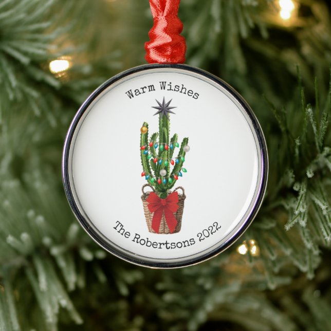 Warm Wishes Christmas Cactus Year Metal Tree Decoration (Tree)