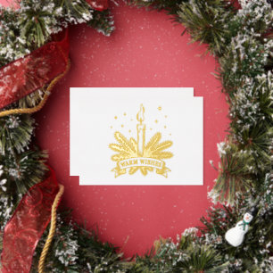 Warm Wishes Christmas Candle Gold Foil Holiday Card