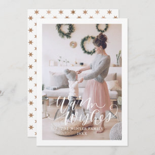 Warm Wishes Christmas Card Flat Holiday Card